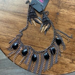 Paparazzi Collar Necklace + Earrings Mixed Metals